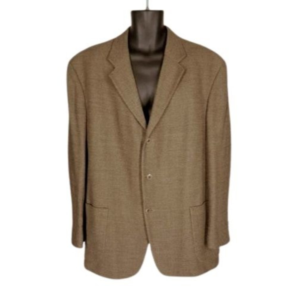 Vtg J. Ferrar Mens 46R 46 Regular Brown Wool Sport Coat Suit Jacket Tweed